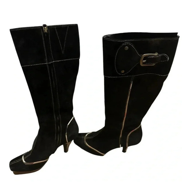 Burberry nova trim black tall boots size 37 - Picture 2 of 15